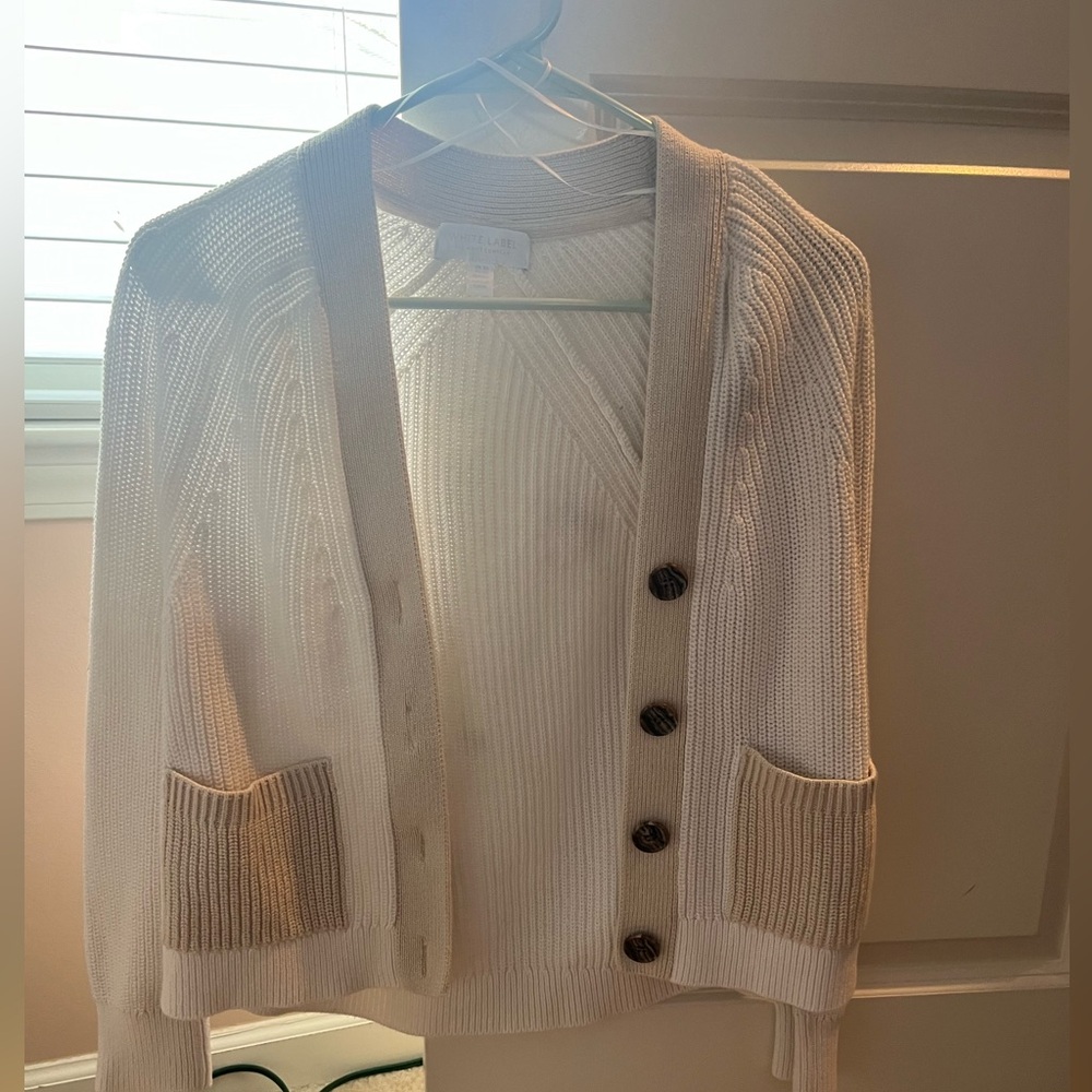 white cardigan